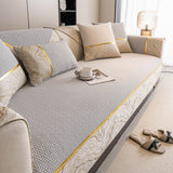 Non-Slip Couch Cover with Gold Trim, Sofa Slipcover for Sectional & Loveseat