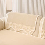 Washable Sofa Throw Pad, Non-Slip Sofa Mat Cozy Couch Slipcover with Soft Furry Trim