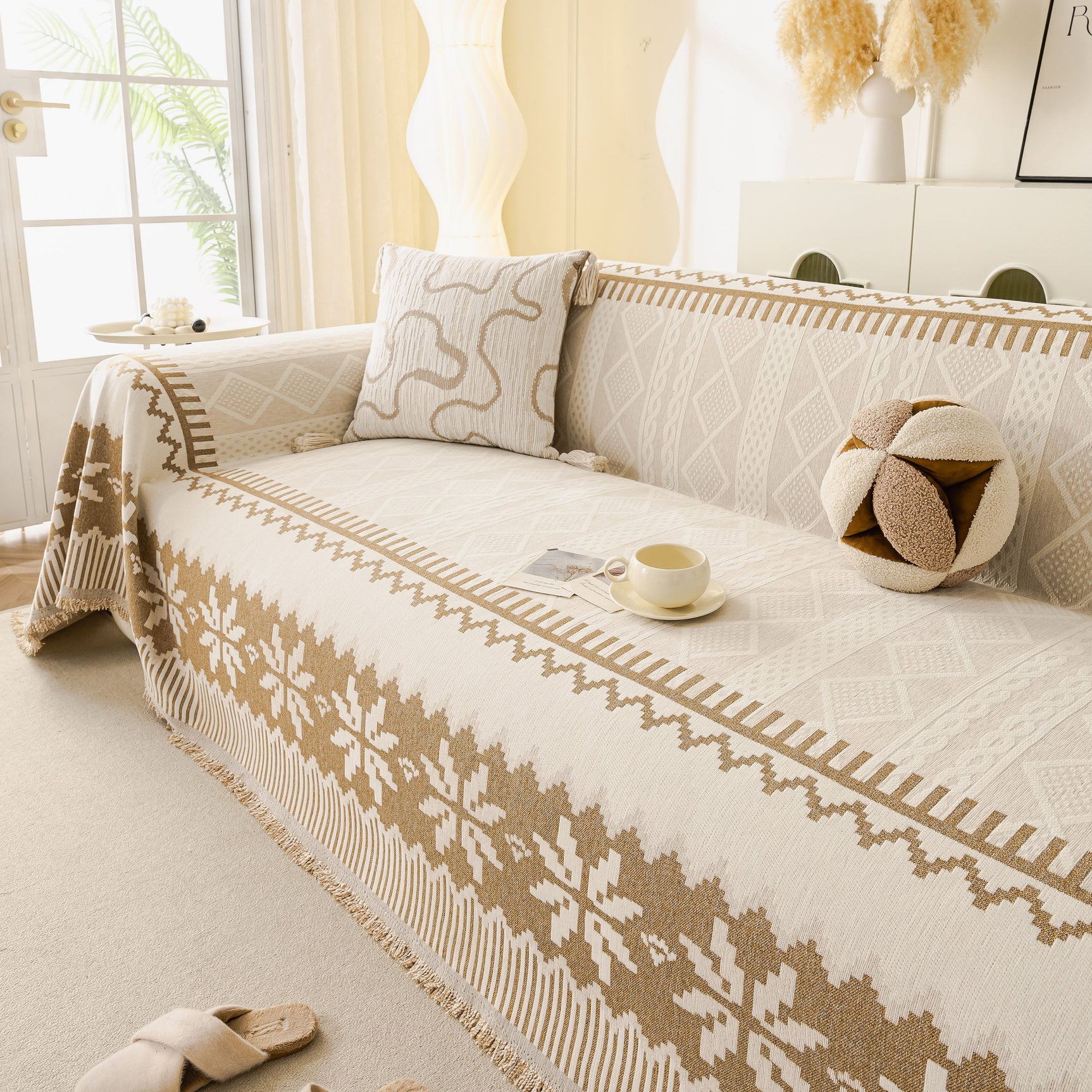 Thick Jacquard Couch Cover for Sectional Sofas, Cozy Washable Sofa Cover Throw Blanket