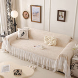 French Chic Style Ruffle Floral Cover Throws for Sofas, Decorative Couch Covers