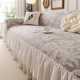 French Chic Style Ruffle Floral Cover Throws for Sofas, Decorative Couch Covers