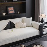 Houndstooth Ice Silk Breathable Sofa Cover, Modern Non-Slip Summer Couch Protector