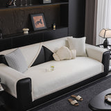 Houndstooth Ice Silk Breathable Sofa Cover, Modern Non-Slip Summer Couch Protector