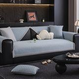 Houndstooth Ice Silk Breathable Sofa Cover, Modern Non-Slip Summer Couch Protector