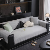 Houndstooth Ice Silk Breathable Sofa Cover, Modern Non-Slip Summer Couch Protector