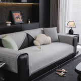 Houndstooth Ice Silk Breathable Sofa Cover, Modern Non-Slip Summer Couch Protector