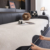 Chenille Couch Cover with Scalloped Edge, Non-Slip Modular Slipcover Sectional