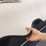 Chenille Couch Cover with Scalloped Edge, Non-Slip Modular Slipcover Sectional