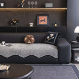 Chenille Couch Cover with Scalloped Edge, Non-Slip Modular Slipcover Sectional