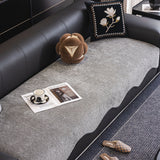 Chenille Couch Cover with Scalloped Edge, Non-Slip Modular Slipcover Sectional
