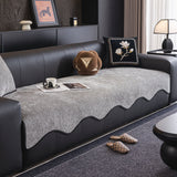 Chenille Couch Cover with Scalloped Edge, Non-Slip Modular Slipcover Sectional