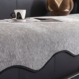 Chenille Couch Cover with Scalloped Edge, Non-Slip Modular Slipcover Sectional
