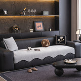 Chenille Couch Cover with Scalloped Edge, Non-Slip Modular Slipcover Sectional