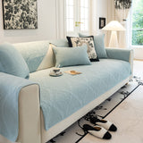 Baroque Sofa Cover – Quilted Cotton, Non-Slip, Washable with Ornate Embroidery