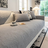 Baroque Floral Quilted Cotton Sofa Cover, Non-Slip Washable Couch Protector