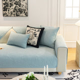Baroque Floral Quilted Cotton Sofa Cover, Non-Slip Washable Couch Protector