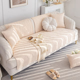 Geometric Textured Cotton Quilted Sofa Cover, Non-Slip Washable Couch Protector