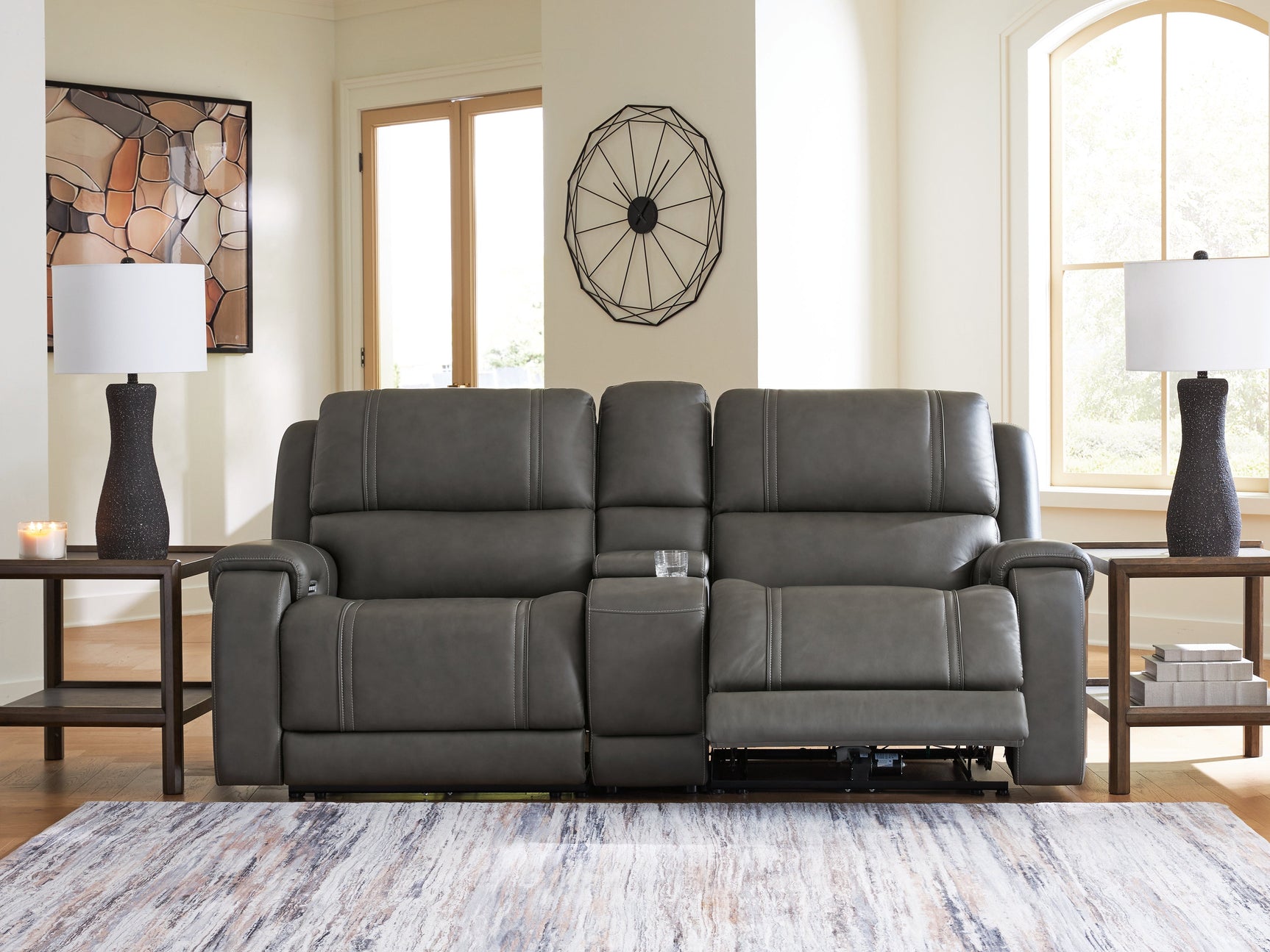 5Z - Pittson Anchor 3-Piece Power Reclining Sectional Loveseat with Console (Online Special Price) - Ornate Home