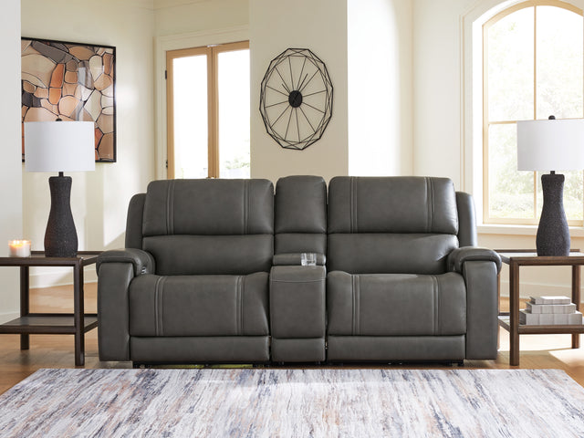 5Z - Pittson Anchor 3-Piece Power Reclining Sectional Loveseat with Console - Ornate Home
