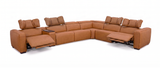 Rally Pro Caramel 7-Piece L-Shaped Dual Power Reclining Sectional with Console & Immersive Sound System