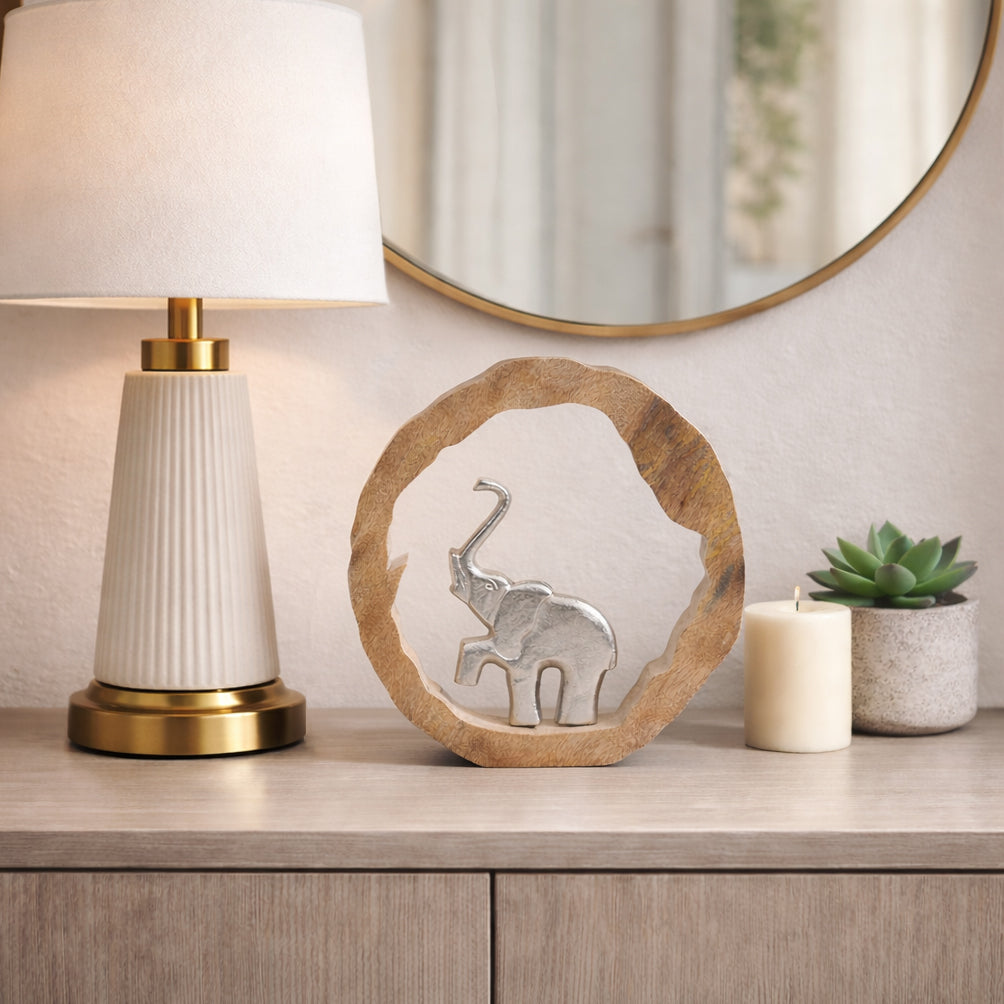 Brysondale Brown/Silver Elephant in Round Decor