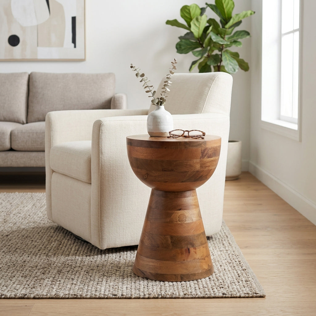Cedar Grove Brown Polished Mango Wood Accent Table