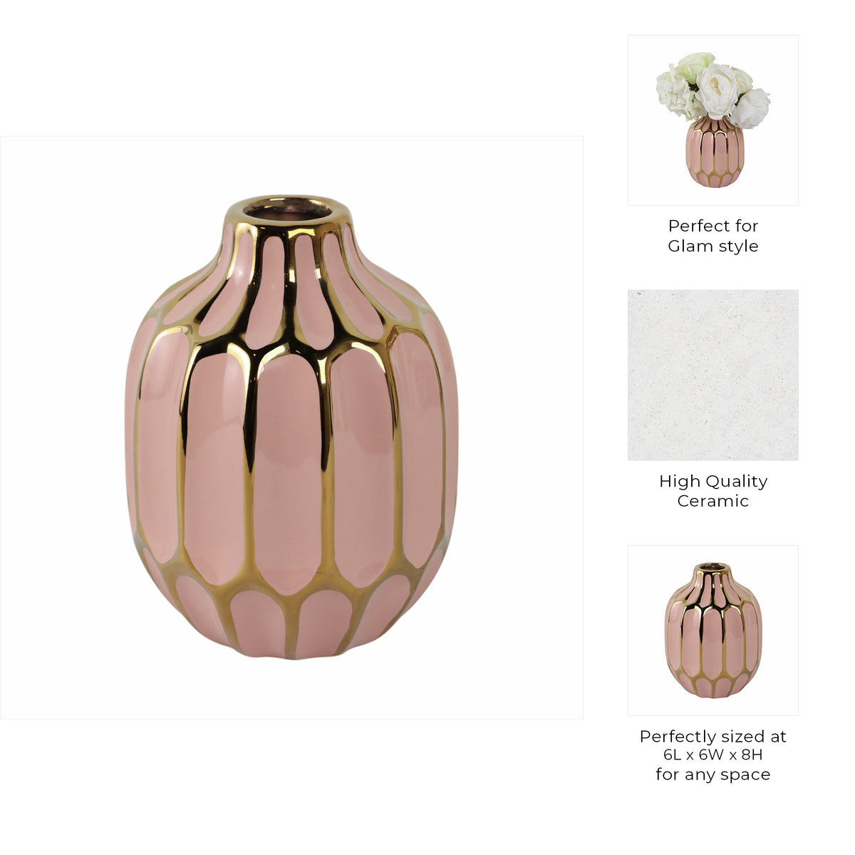 Calvinham Pink/Gold Vase
