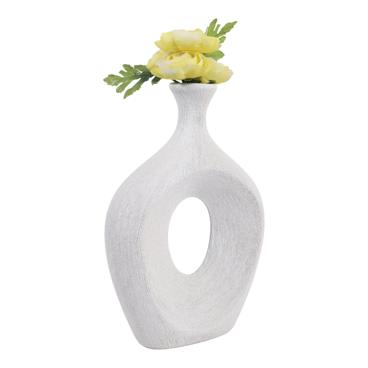 Alray White Beaded Oval Cut Out Vase