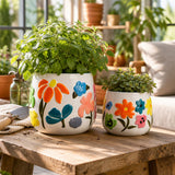 Miranda Multicolor Floral Embossed Planters (Set of 2)