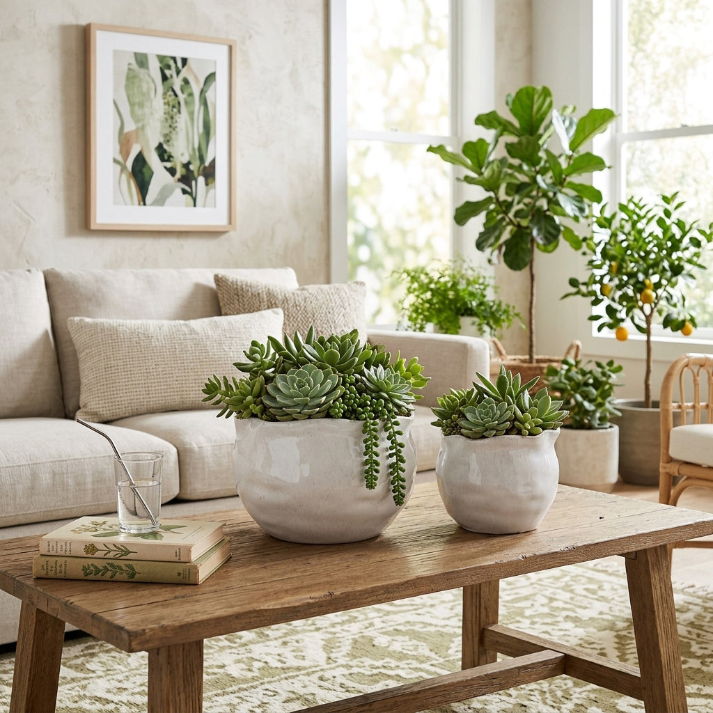 Draperstone White Planters (Set of 2)