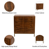 Warner Mango Brown Midcentury Slat 2 Door Cabinet