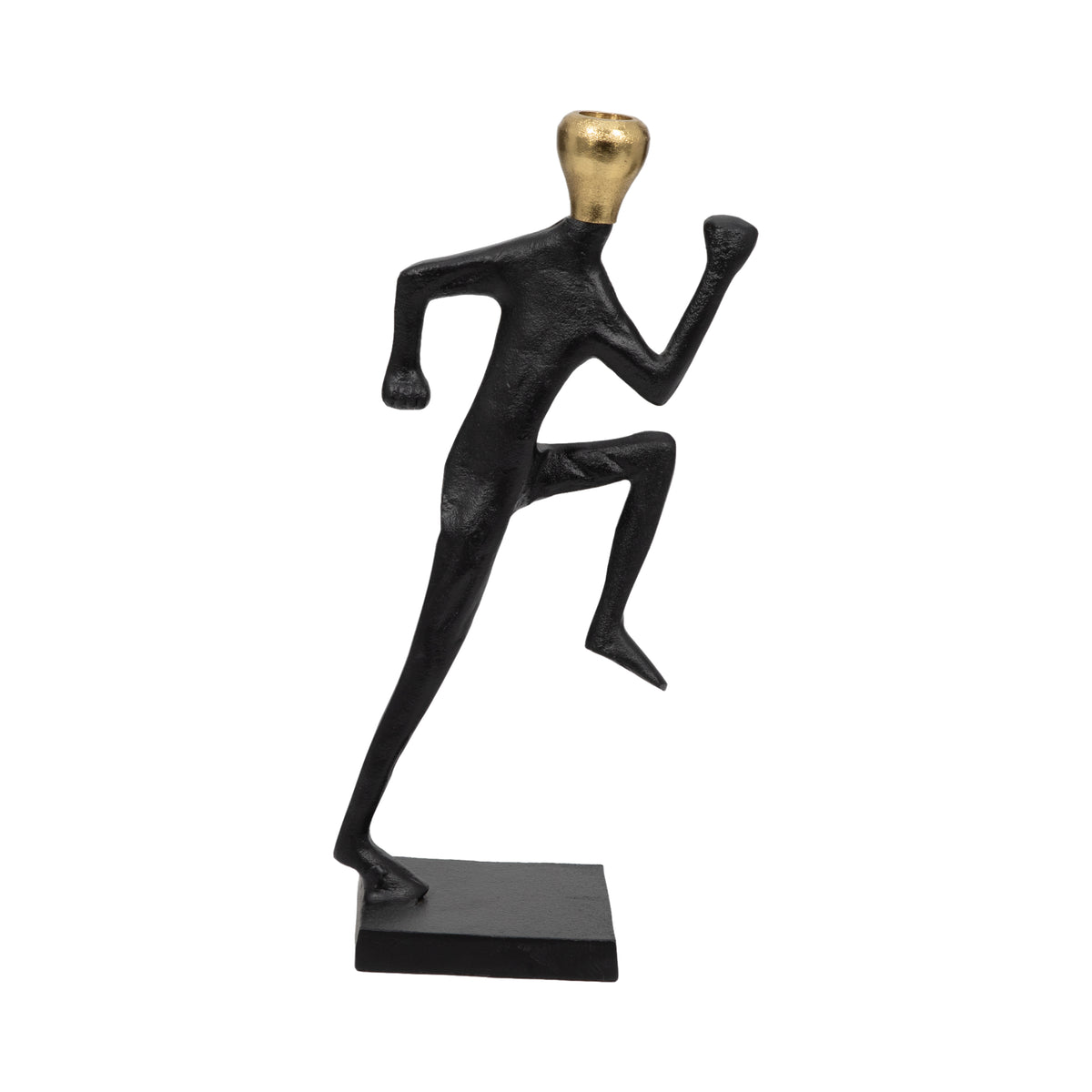 Sorroca Gold/Black Metal Running Man Taper Candle Holder
