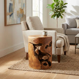 Ruthven Natural Live Edge Teakwood Stool