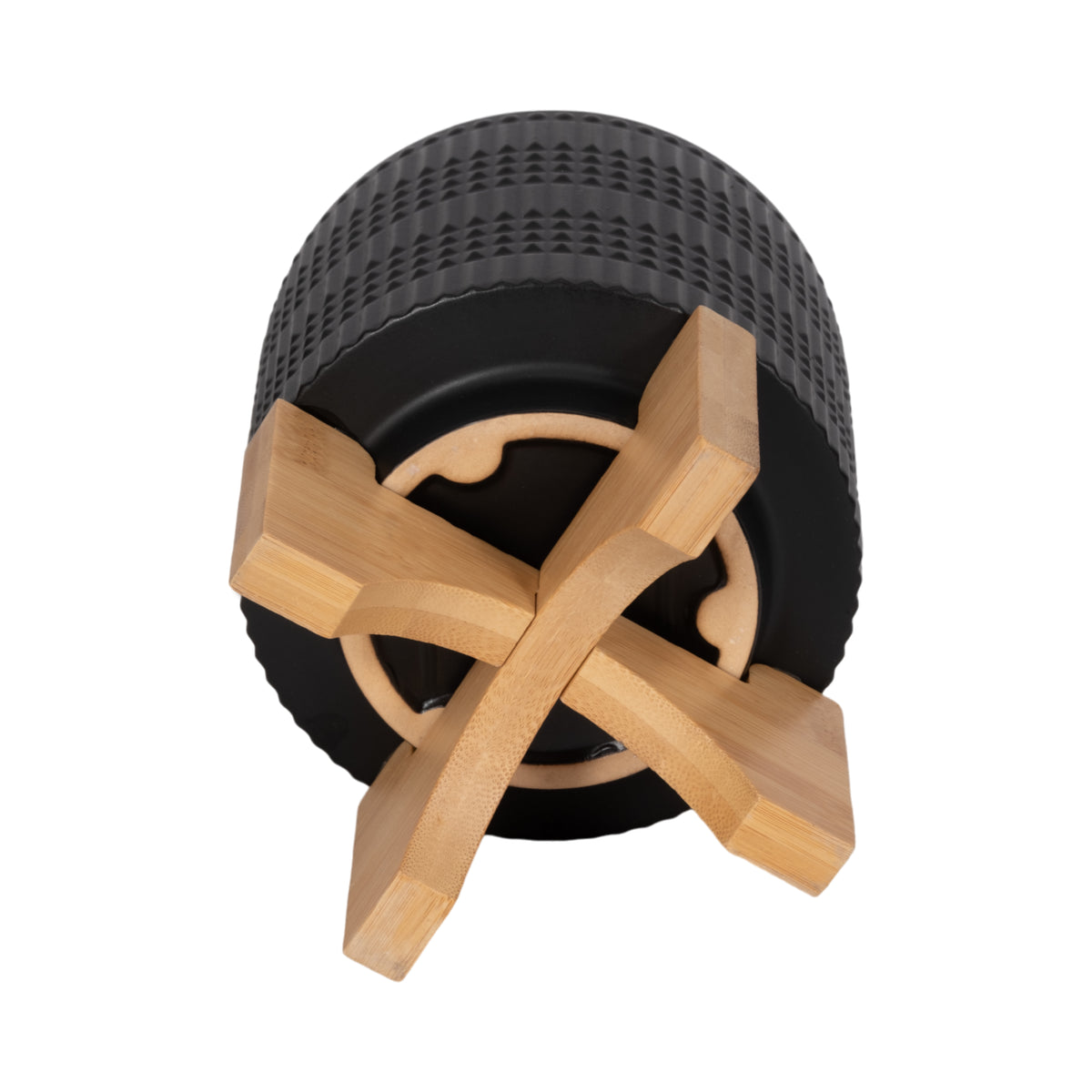 Cowell Black Ceramic Tribal Planter with Stand