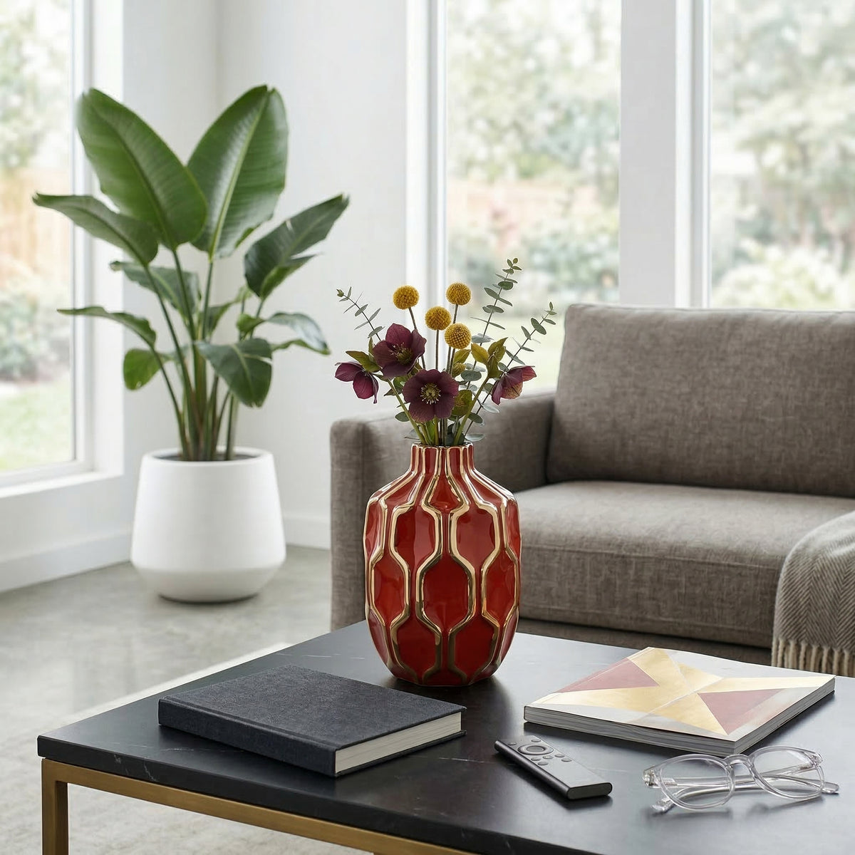 Mulford Red/Gold Ceramic Vase