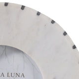 Cordova White/Black Round Marble Frame with Inlay