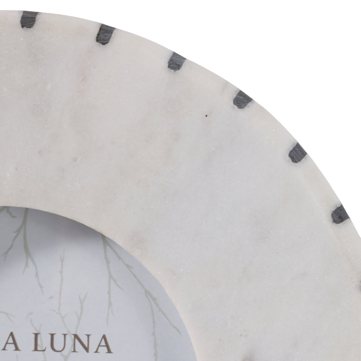 Cordova White/Black Round Marble Frame with Inlay