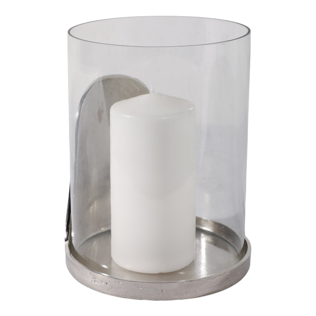 Wilson Grove Silver/Clear Metal Base Hurricane Pillar Holder