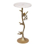 Acolita White/Gold Birds on Branch Drink Table