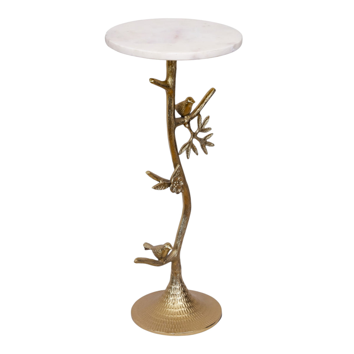 Acolita White/Gold Birds on Branch Drink Table