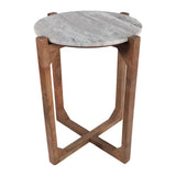 Elwynoak Ivory/Brown Modern Wood and Marble Accent Table