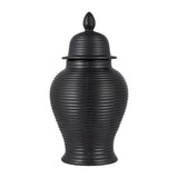 Owenshaw Black Ceramic Ribbed Temple Jar