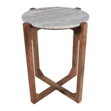 Elwynoak Ivory/Brown Modern Wood and Marble Accent Table