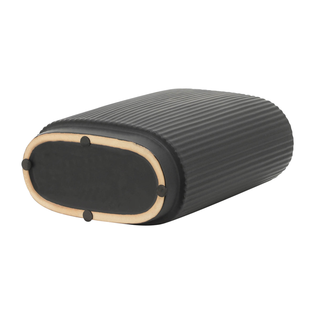 Citrona Black Ceramic Ridged Vase