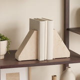 Bingham Tan Travertine Triangle Bookends (Set of 2)