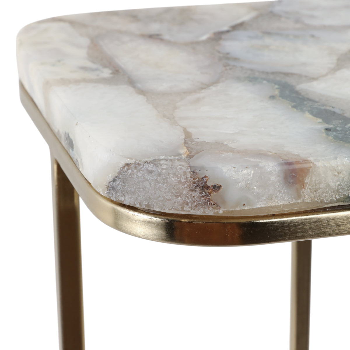 Oceana White/Gold C-Table with Agate Top