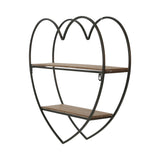 Dana Natural/Black 2 Tier Heart Wall Shelf
