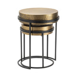 Hudson Gold/Black Textured Brass Nesting Tables