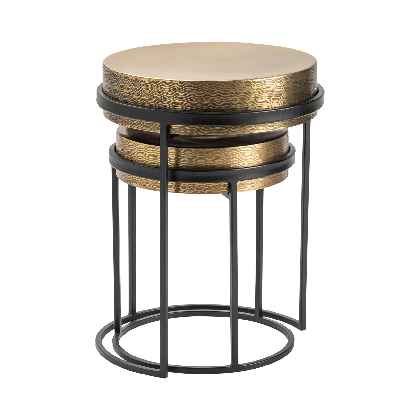 Hudson Gold/Black Textured Brass Nesting Tables