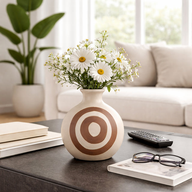 Oroleve Cream Ceramic Abstract Vase